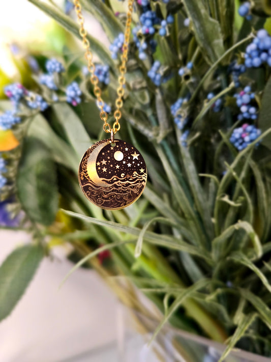 Moon and Stars Pendant Necklace